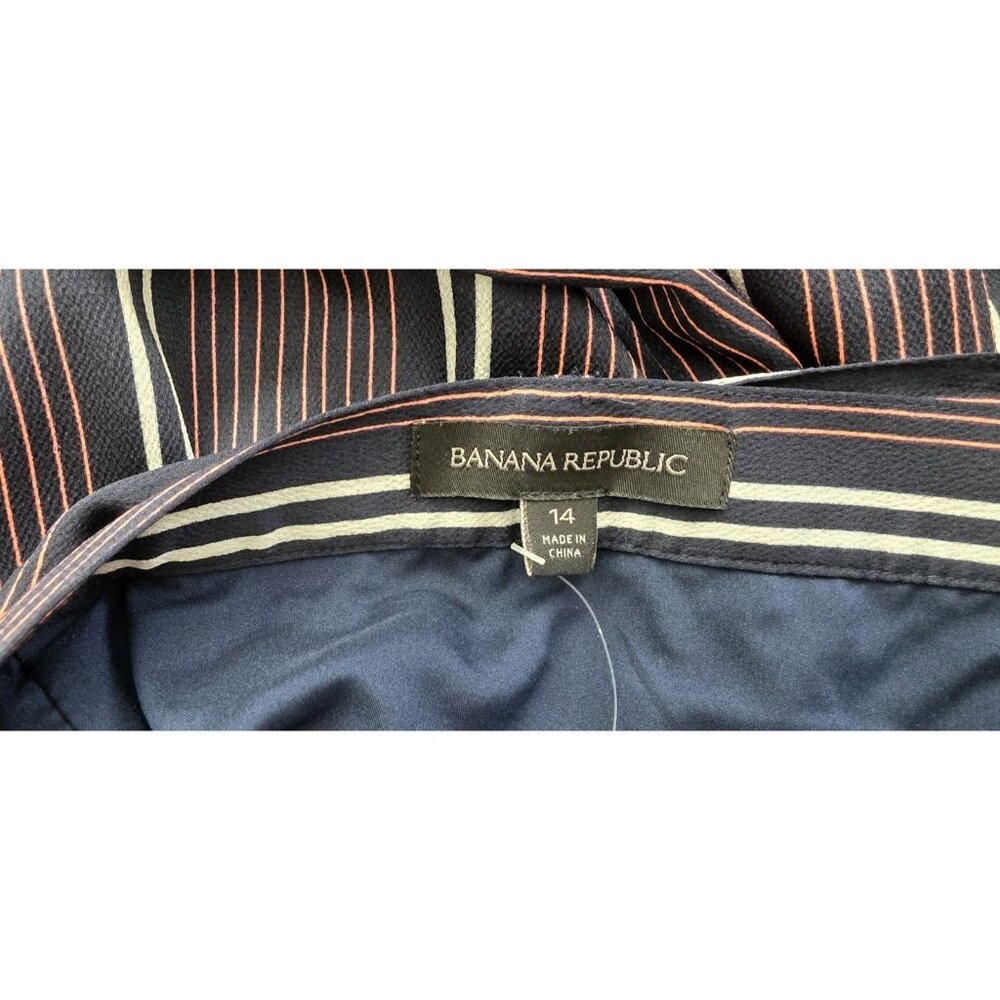 Banana Republic Striped Maxi Wrap Skirt Size 14‎ Navy Red Lined - Picture 15 of 16